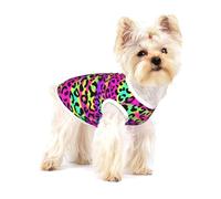 Patrón geométrico Abstracto de neón Brillante,Camiseta de algodón sin Mangas para Mascotas, Chaleco Transpirable, Suave y elástico para Cachorros,S