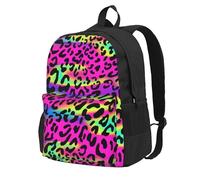 Patrón geométrico abstracto de neón brillante,Mochila con bolsillos, mochila informal para el día a día, resistente al agua, ideal para la escuela, viajes