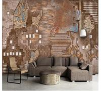 Patrón Geométrico Abstracto Marrón Retro 3D Papel Pintado Pared Fácil Instalación Oficina Sala Estar Sofá Dormitorio TV Fondos Decoración-300cm×210cm