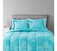 Patrón geométrico de círculos Edredon Cama 150, Estilo nórdico Juego de Cama de Microfibra, 1 Nordico 240x220 y 2 Fundas, Ligero y Suave, 4 Estaciones K1049