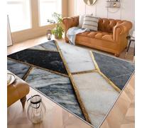 PatróN GeoméTrico de MáRmol Alfombra para Salón 120x170 cm Gris Pelo Corto Súper Suave Alfombra Lavable para Dormitorio y Sala, Antideslizante, No Desprende Pelusa y Fácil de Limpiar