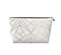 Patrón geométrico Dorado con Brillo Blanco, Bolsa de artículos de tocador Bolsa de Maquillaje Bolsa de cosméticos Bolsa de artículos de tocador de Viaje portátil