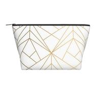Patrón geométrico Dorado con Brillo Blanco, Bolsa de artículos de tocador Bolsa de Maquillaje Bolsa de cosméticos Bolsa de artículos de tocador de Viaje portátil
