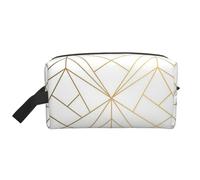 Patrón geométrico Dorado con Brillo Blanco, Bolsa de Maquillaje Bolsa de cosméticos Bolsa de artículos de tocador de Viaje portátil Organizador de Bolsa de Maquillaje