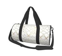 Patrón geométrico Dorado con Brillo Blanco, Bolsa de Viaje de Gran Capacidad, Bolso Redondo, Bolsa de Viaje Deportiva, Bolsa de Mano, Bolsa de Fitness