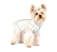 Patrón geométrico Dorado con Brillo Blanco,Camiseta de algodón sin Mangas para Mascotas, Chaleco Transpirable, Suave y elástico para Cachorros,S