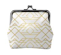 Patrón geométrico Dorado,Monedero de Piel sintética, Carteras pequeñas, Monedero con Cierre de Broche