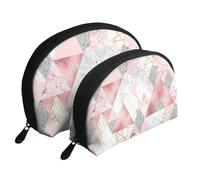 Patrón geométrico Moderno, Bolsa de Maquillaje de Concha, Monedero pequeño para Mujer, Bolsa de artículos de tocador, Bolsa de cosméticos, 2 Piezas