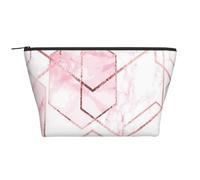Patrón Geométrico Sin Fisuras con Líneas De Brillo Dorado Y Mármol Rosa, Bolsa de artículos de tocador Bolsa de Maquillaje Bolsa de cosméticos Bolsa de artículos de tocador de Viaje portátil