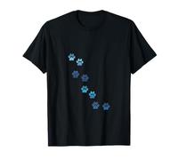 Patrón Huellas de Animales Azules Gato Perros Mascotas Patas Camiseta