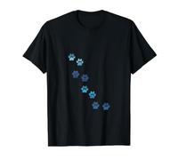 Patrón Huellas de Animales Azules Gato Perros Mascotas Patas Camiseta gráfica económica, Hombre, Negro, L