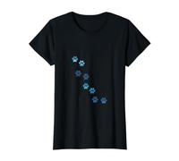 Patrón Huellas de Animales Azules Gato Perros Mascotas Patas Camiseta gráfica económica, Mujer, Negro, S