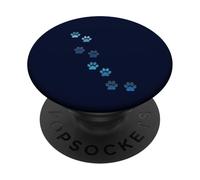 Patrón Huellas de Animales Azules Gato Perros Mascotas Patas PopSockets PopGrip Adhesivo