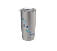 Patrón huellas de animales azules gato perros mascotas patas Vaso térmico de acero inoxidable de doble pared
