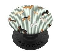Patrón ilustrado de Raza de Perro de Rayas de jardín PopSockets PopGrip Adhesivo