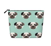 Patrón Infantil con ilustración de Cachorro Azul de Pug,Neceser de Maquillaje de imitación Lino, Neceser de Viaje portátil