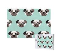 Patrón Infantil con ilustración de Cachorro Azul de Pug,Rompecabezas de Madera de 1000 Piezas para Adultos y Adolescentes.