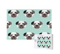 Patrón Infantil con ilustración de Cachorro Azul de Pug,Rompecabezas de Madera de 300 Piezas, Juego Familiar, Rompecabezas para Adultos, Adolescentes, decoración del hogar