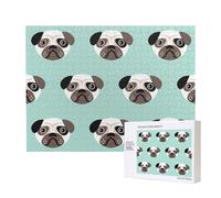 Patrón Infantil con ilustración de Cachorro Azul de Pug,Rompecabezas de Madera de 500 Piezas, Juego Familiar, Rompecabezas para Adultos, Adolescentes, decoración del hogar