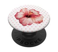 Patrón Lunares Hibisco Rosa Floral Tropical Estilo Retro PopSockets PopGrip Adhesivo