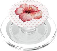 Patrón Lunares Hibisco Rosa Floral Tropical Estilo Retro PopSockets PopGrip para MagSafe