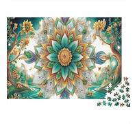 Patrón Mandala Puzzle de Papel 1000 Piezas Adultos Educativo Arte Floral Rompecabezas Entrenamiento Cerebral Decoración de Pared 38x26cm/1000pcs