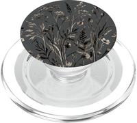 Patrón Minimalista de Flores Silvestres Florales Gris marrón PopSockets PopGrip para MagSafe