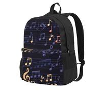 Patrón musical sin fisuras,Mochila con bolsillos, mochila informal para el día a día, resistente al agua, ideal para la escuela, viajes