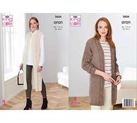 Patrón para tejer chaqueta larga y chaleco largo en Forest Aran 5656 King Cole