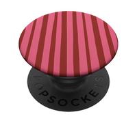 Patrón Preppy de líneas verticales geométricas de rayas rosas y rojas PopSockets PopGrip Adhesivo