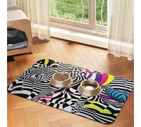 Patrón psicodélico complejo, 1 tapete de alimentación para mascotas, para perros y gatos, mantel de piel absorbente para cuenco de agua, impermeable, sin manchas, de secado rápido, antideslizante, 43