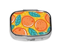 Patrón retro con naranjas, pastillero Meta con 2 compartimentos, organizador portátil