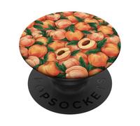 Patrón Retro de melocotón, diseño Vintage de Frutas, Melocotones PopSockets PopGrip Adhesivo