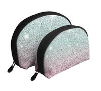 Patrón Rosa Brillante, Bolsa de Maquillaje de Concha, Monedero pequeño para Mujer, Bolsa de artículos de tocador, Bolsa de cosméticos, 2 Piezas
