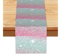 Patrón Rosa Brillante,Camino de Mesa de Lino sintético para el hogar, Fiestas, comedores, 33 x 183 cm