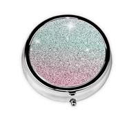 Patrón rosa brillante, Pastillero, Pastillero redondo Pequeño contenedor de pastillas Organizador de pastillas de viaje