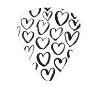 Patrón sin costuras con corazones,12 púas de guitarra, 3 grosores diferentes para guitarra acústica, bajo y ukelele