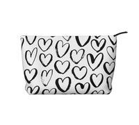 Patrón sin Costuras con Corazones,Neceser de Pana, Neceser de Maquillaje portátil, Neceser de Viaje