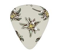 Patrón sin costuras con edelweiss de colores dibujados a mano,12 púas de guitarra, 3 grosores diferentes para guitarra acústica, bajo y ukelele