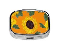 Patrón sin costuras de girasol, pastillero Meta con 2 compartimentos, organizador portátil