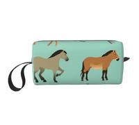 Patrón Sin Fisuras con Caballos En Estilo Plano, Bolsa de Maquillaje Bolsa de cosméticos Bolsa de artículos de tocador de Viaje portátil Bolsa de Maquillaje