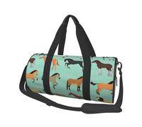 Patrón Sin Fisuras con Caballos En Estilo Plano, Bolsa de Viaje de Gran Capacidad, Bolso Redondo, Bolsa de Viaje Deportiva, Bolsa de Mano, Bolsa de Fitness