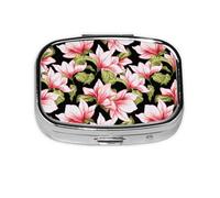 Patrón Sin Fisuras Con Flor De Magnolia, Pastillero cuadrado para bolsillo o monedero, pequeño contenedor de pastillas, organizador de pastillas de viaje
