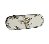Patrón Sin Fisuras Con H Y Edelweiss De Colores Dibujados, Estuche para lápices Estuche para lápices de cuero de PU Estuche para lápices de gran capacidad Estuche para lápices Bolsa de cosméticos