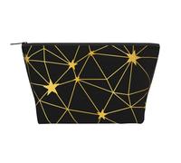Patrón sin Fisuras de Red de Estrellas Negras Doradas, Bolsa de artículos de tocador Bolsa de Maquillaje Bolsa de cosméticos Bolsa de artículos de tocador de Viaje portátil