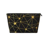 Patrón sin Fisuras de Red de Estrellas Negras Doradas, Bolsa de artículos de tocador Bolsa de Maquillaje Bolsa de cosméticos Bolsa de artículos de tocador de Viaje portátil