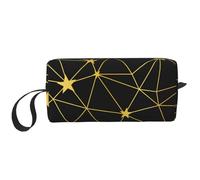 Patrón sin Fisuras de Red de Estrellas Negras Doradas, Bolsa de Maquillaje Bolsa de cosméticos Bolsa de artículos de tocador de Viaje portátil Bolsa de Maquillaje