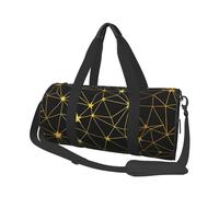 Patrón sin Fisuras de Red de Estrellas Negras Doradas, Bolsa de Viaje de Gran Capacidad, Bolso Redondo, Bolsa de Viaje Deportiva, Bolsa de Mano, Bolsa de Fitness