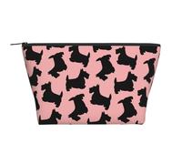 Patrón Terrier Escocés Rosa Negro, Bolsa de artículos de tocador Bolsa de Maquillaje Bolsa de cosméticos Bolsa de artículos de tocador de Viaje portátil
