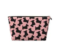 Patrón Terrier Escocés Rosa Negro, Bolsa de Maquillaje Bolsa de cosméticos Bolsa de artículos de tocador de Viaje portátil Bolsa de artículos de tocador